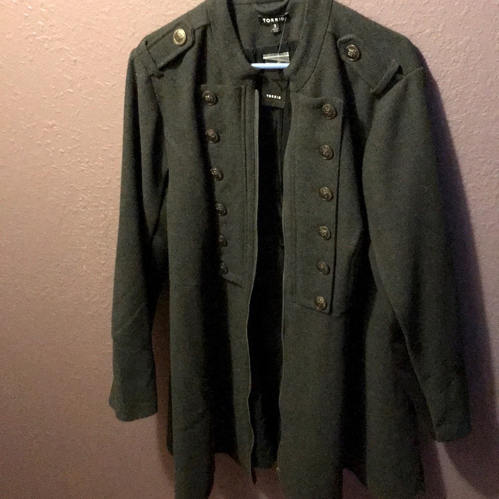 Brand new with tags Torrid charcoal military coat